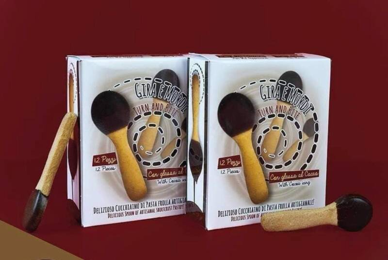 Box 12 cucchiaini Gira e Mordi in pasta frolla e cioccolato
