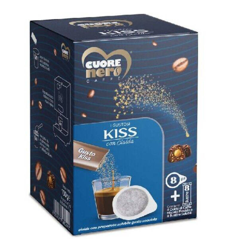Cuore nero cialde al gusto kiss (bacio perugina) 8 cialde + 8 solubili