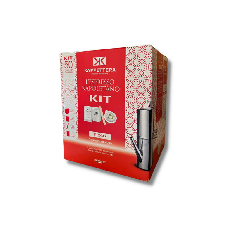 Caffettiera con kit 50 cialde gusto ricco