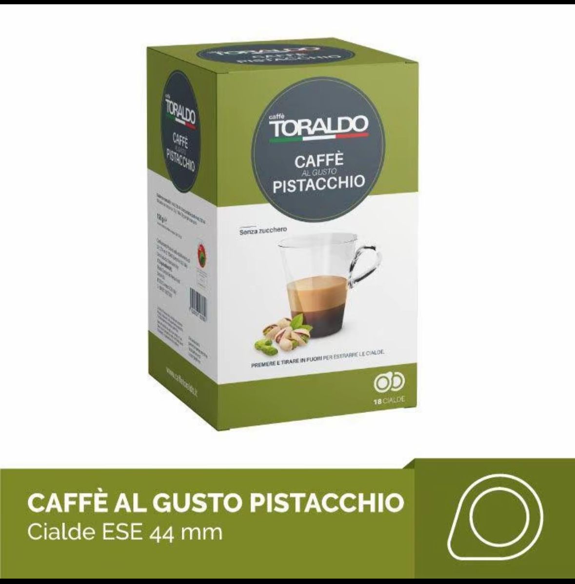 18 Cialde Caffè Toraldo Aromatizzate ESE 44 mm – Pistacchio, Nocciola, Cioccolato, Caramello,Ginseng