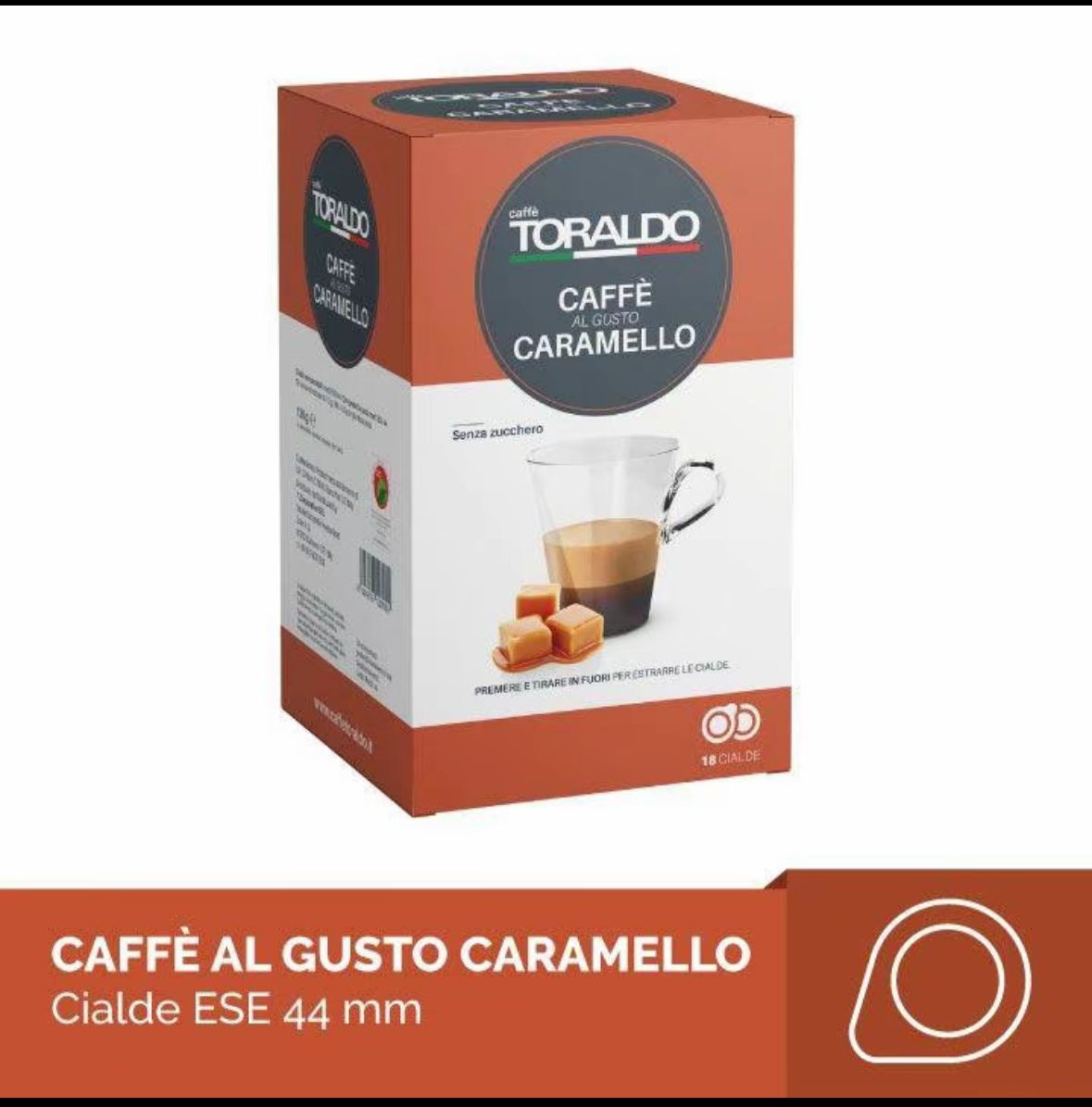 18 Cialde Caffè Toraldo Aromatizzate ESE 44 mm – Pistacchio, Nocciola, Cioccolato, Caramello,Ginseng